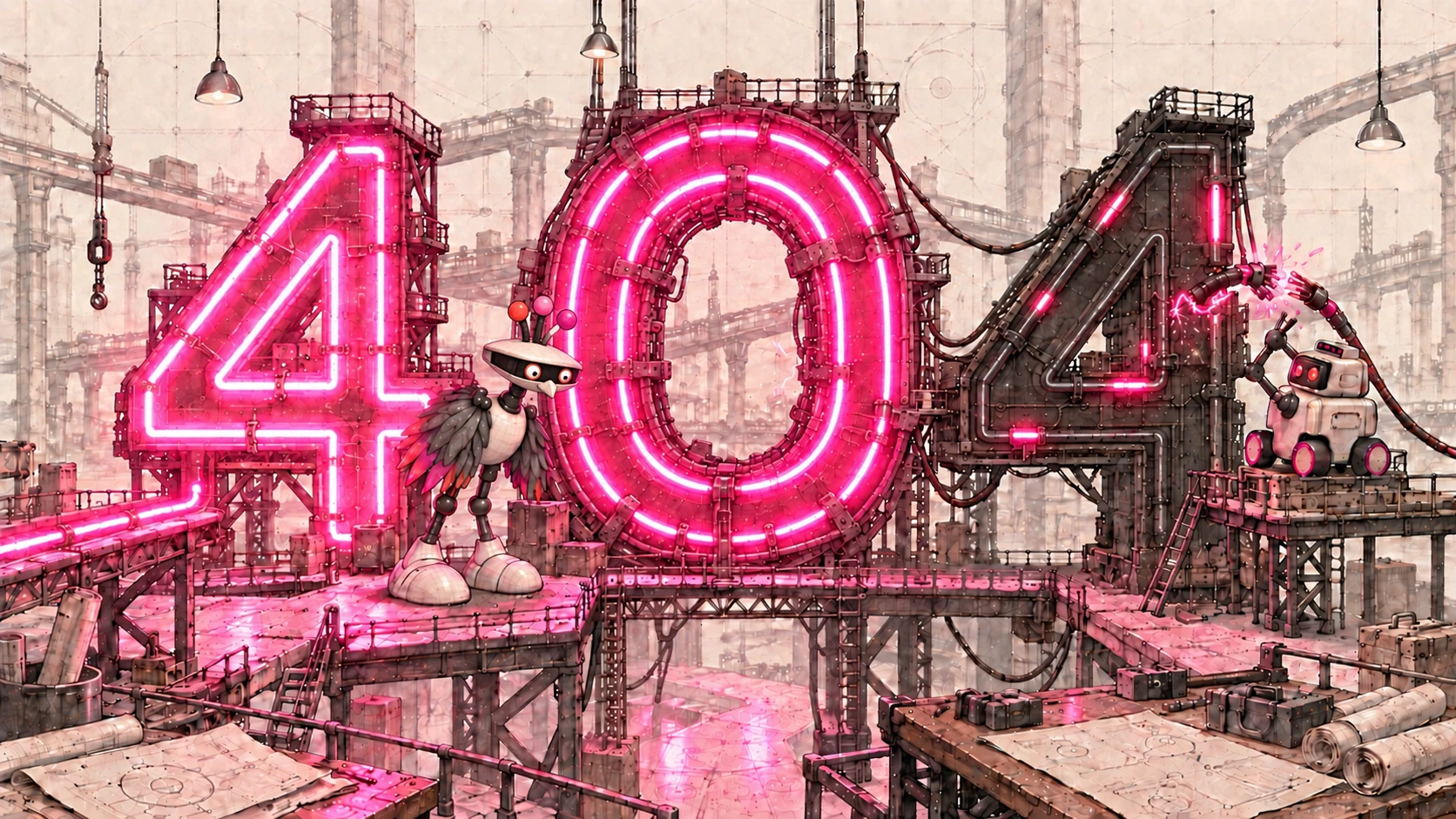 Power travels through a monumental 404 as the first junction lights, the remaining machinery sparks back online, and Turbobot reconnects the final route.